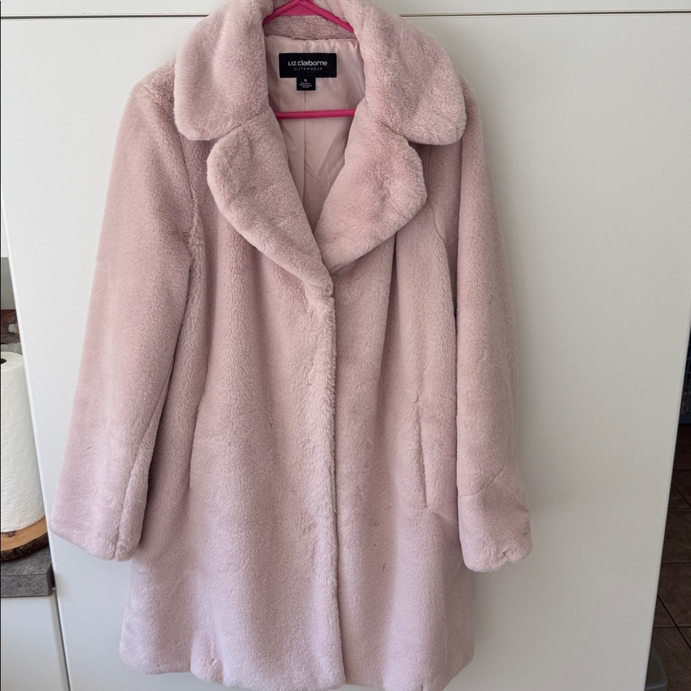 Liz Claiborne Dusty Pink Faux Fur Coat